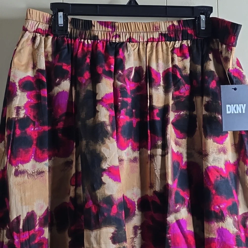 DKNY Women's Leaf Print A-Line Skirt Large - Picture 5 of 16
